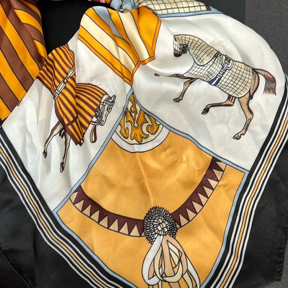Sunday State | Black, Cream, Gold, Blue, Brown Equestrian Themed Scarfs✨ - Picture 3 of 4